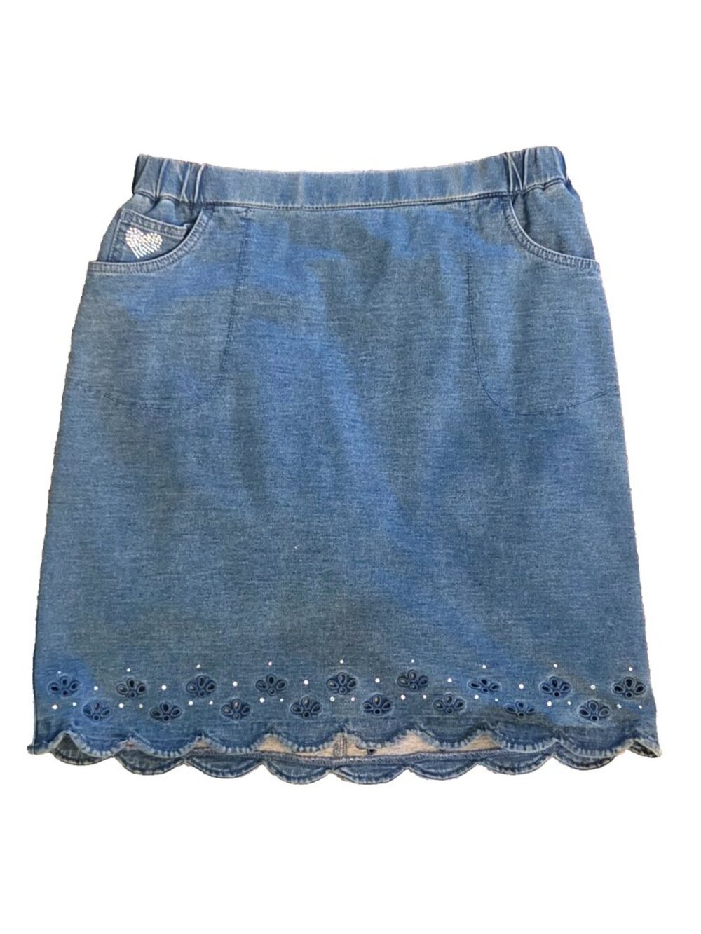 Quaker Factory Blue Jean Skirt Skort Denim Size Small Pockets Pickleball Tennis